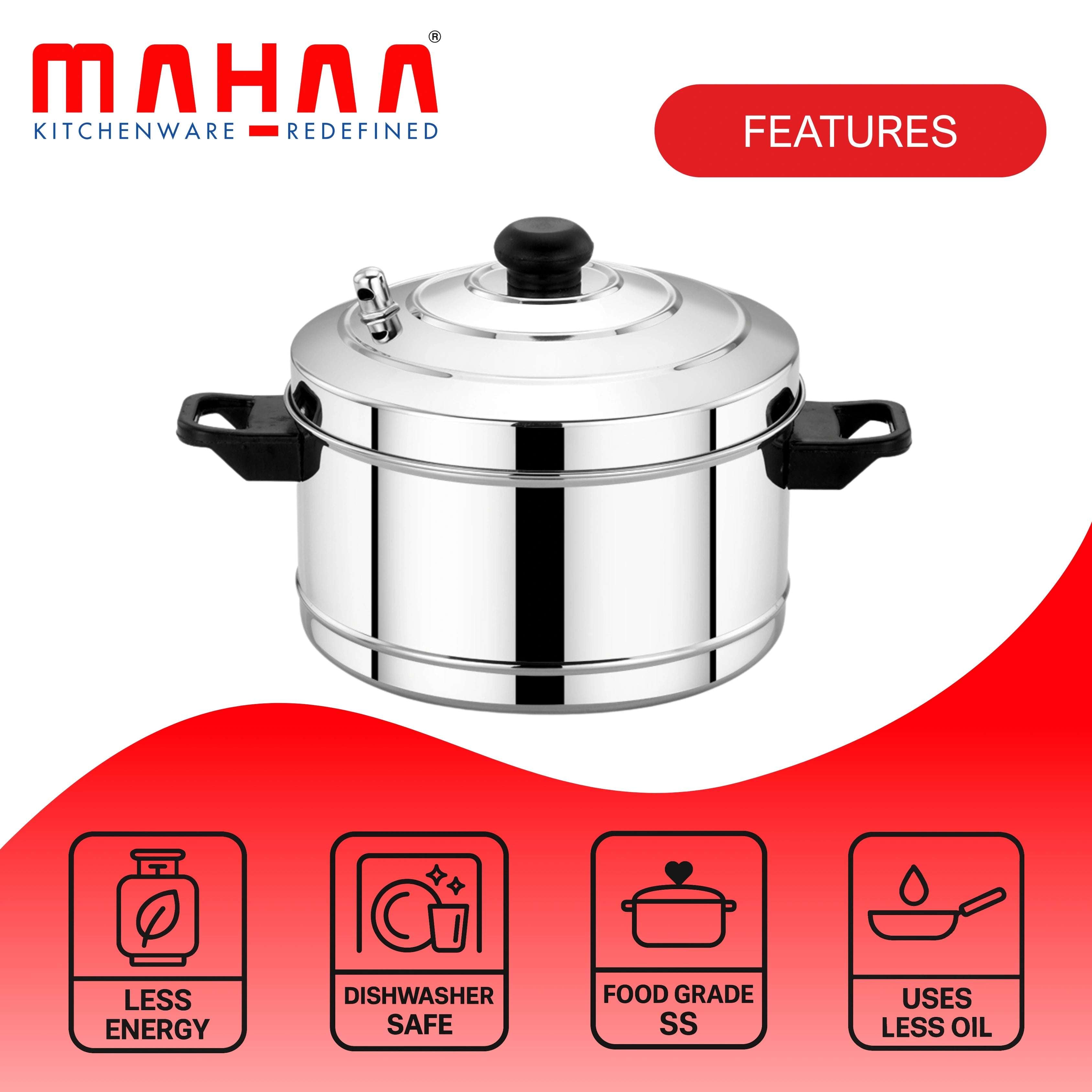 Idly Cooker Stainless Steel  – 4 Plate / 6 Plate | Induction & Gas Compatible | With Steam Whistle | Rust-Free & Durable